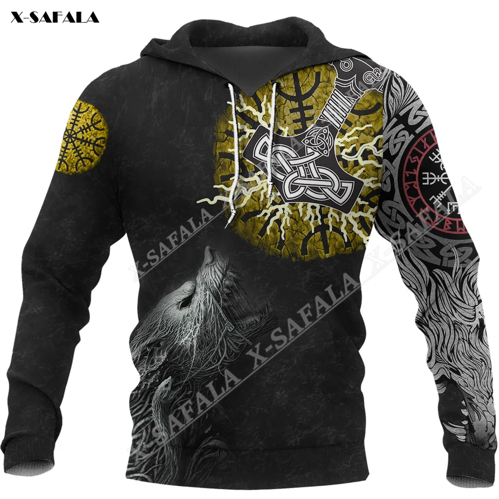 

Fennir Wolf Fight Mjolnir Of Thor On Helm Of Awe 3D Full Print Zipper Hoodie Men Sweatshirt Hooded Jersey Outwear Shirts