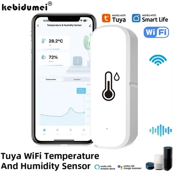 WiFi Smart Temperature And Humidity Sensor Battery Powered APP Monitoring Smart Home Security Work With Alex Google Home 1