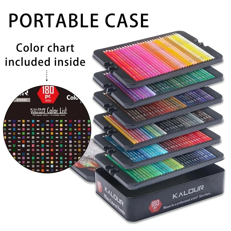 KALOUR-Crayons de couleur pastel de qualité supérieure pour le dessin,  l'esquisse, le coloriage et l'ombrage, fournitures d'art pour adultes et  enfants, stylos de couleurs Artis, 50 pièces - AliExpress