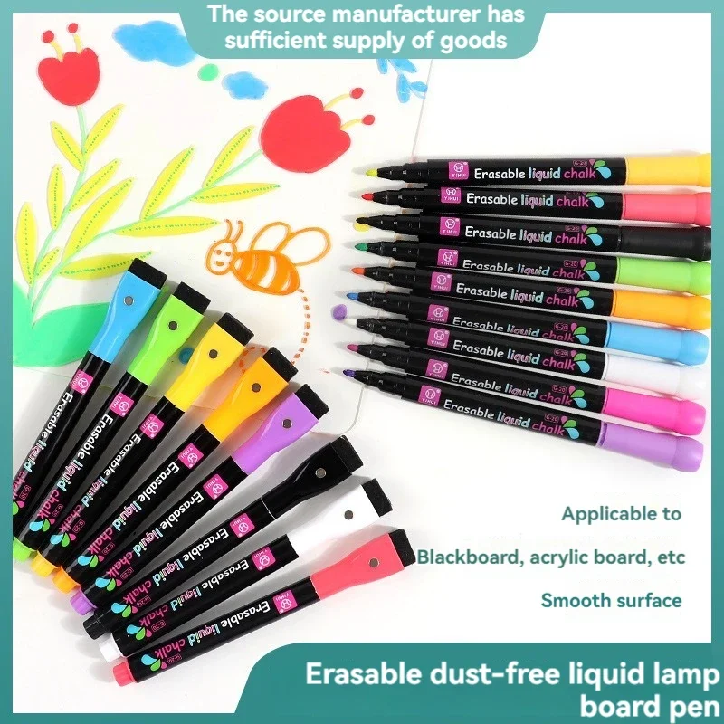 8 색 액체 분필 지울 수있는 형광펜 형광 마커 펜 화이트 보드 낙서 LED 광고 칠판 흰색 1-2mm