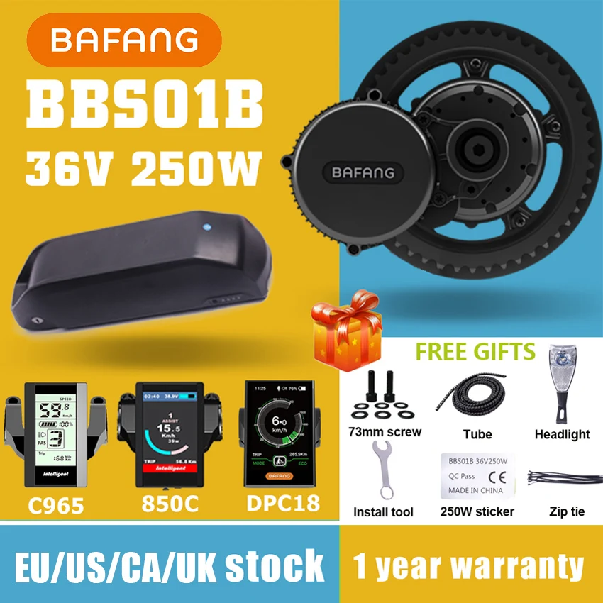 

Bafang Motor BBS01 BBS01B 36V 250W Mid Drive Motor Electric Bike Motor Ebike Conversion Kits 36V21AH Lithium Battery
