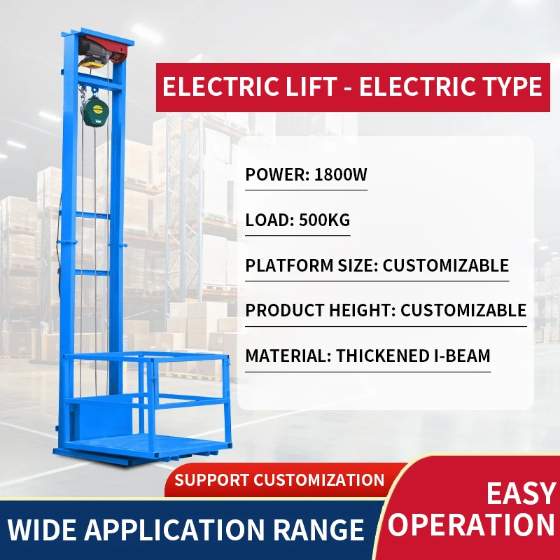 Elevatore Elettrico 500KG/1000KG, Piccolo Sollevatore Idraulico Elettrico, Montacarichi a Guida Lineare, Elevatore Semplice per Magazzino e Casa - immagine 3