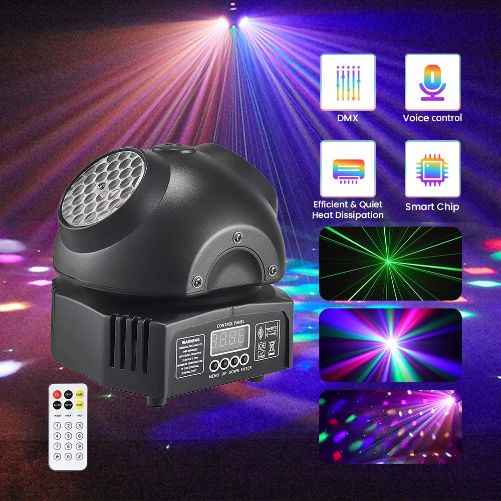 36W Mini Disco Lights LED DJ Equipment Party Light RGBW DMX Moving Head Beam Mobile Strobe Stage Effect For Nightclub Bar Show