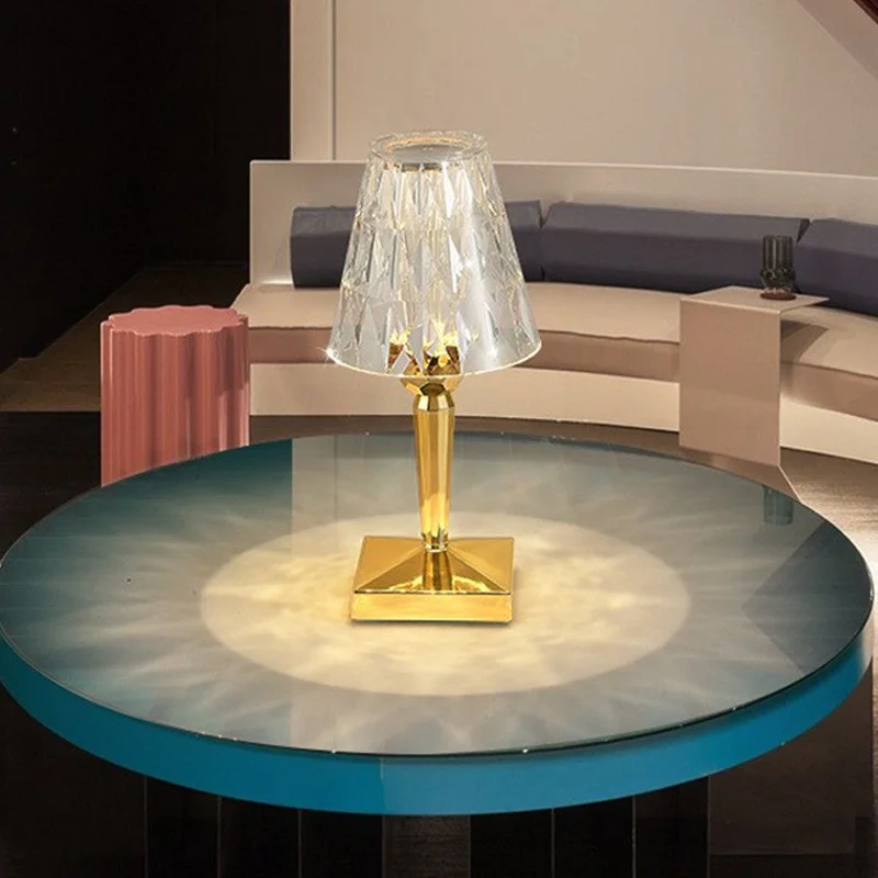 

Electroplating Kartell Atmosphere Light Night Touch Net Red Diamond Cut Transparent light Home Decoration Bedside Lamp