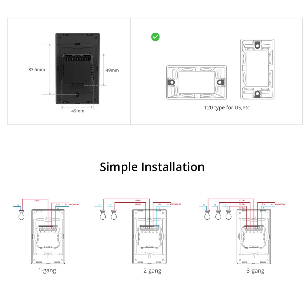 SONOFF M5 SwitchMan Smart Wall Switch 120 Type Push Button Switch 1/2/3 Gang Smart Home Wall Panel APP Remote Control Support R5