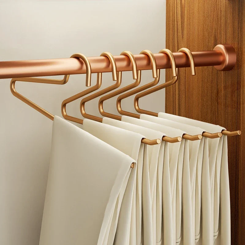 5pcs Aluminum Pants Hangers Non-Slip Multifunctionl Drying Hanger Open Ended Clothes Storage Rack Spave Organizer Hangers 2