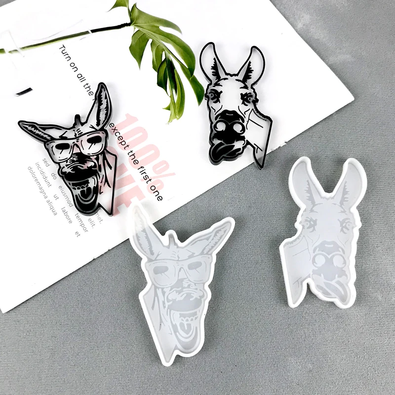 Glasses Donkey Head Keychain Pendant Uv Epoxy Resin Mold Creative Wall Decoration Accessories DIY Jewelry Crafts Silicone Mold diy keychain silicone epoxy mold diy for key pendant wall charm jewelry crafting mould for birthday gift