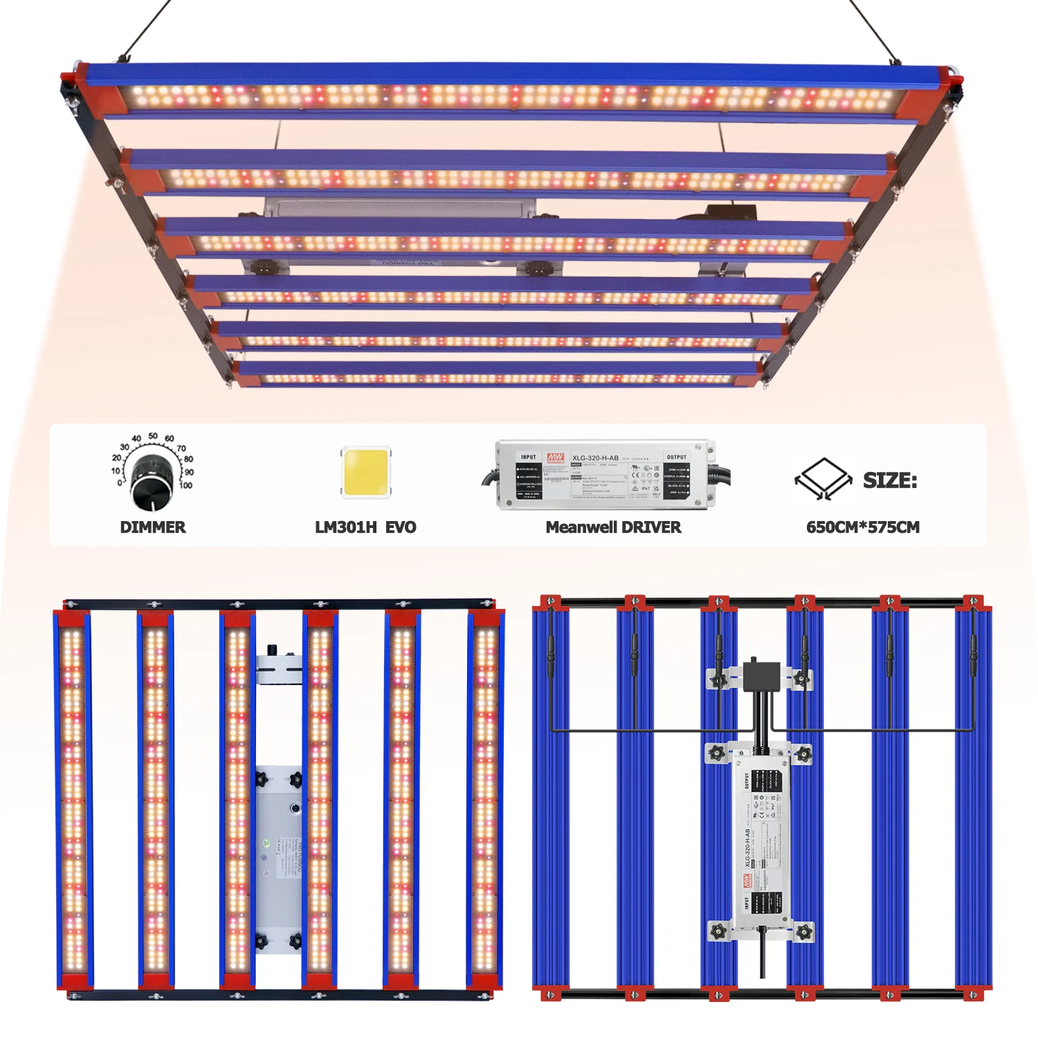 1000W Sam-ng LM301H EVO 650W Full Spectrum LED Grow Light Bar UV IR Turn on/off For Indoor Flower Tent Plant Growth Phyto Lamp