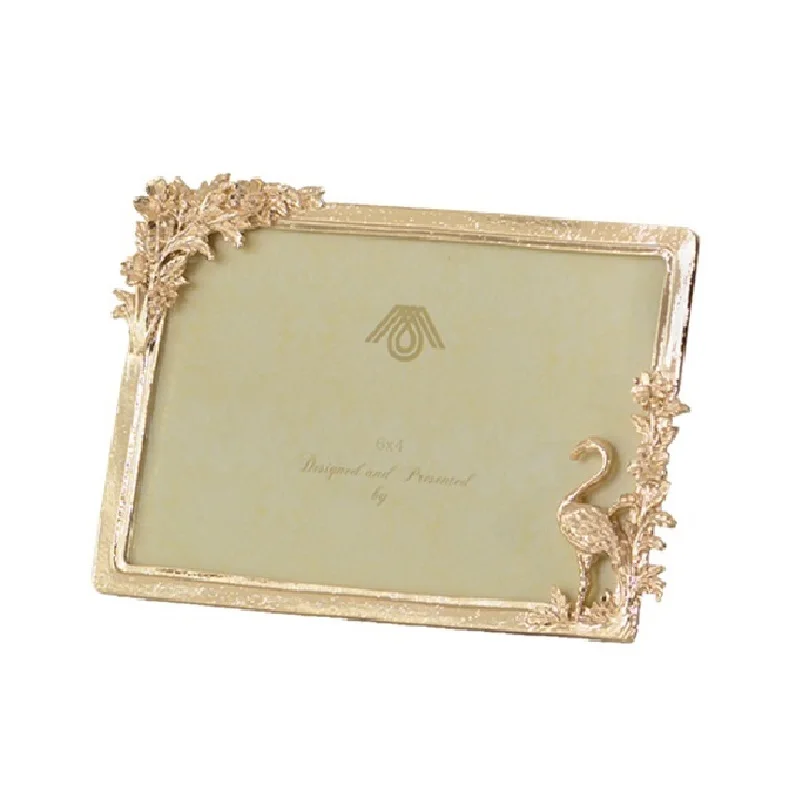 

European Light Luxury Metal Flamingo Gold Rectangle Photo Frame, Desktop Decoration Frame