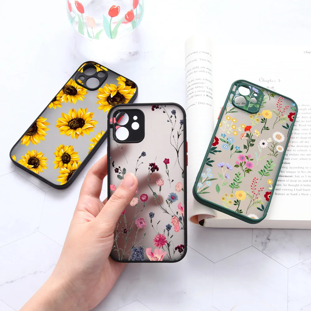 iphone 13 pro max cover Floral Luxury Silicone Frame PC Cover Matte Case for iPhone 11 Funda Cute 12 13 Pro Max 8 Plus SE 2020 X XR XS Coque Accessories iphone 13 pro max case leather