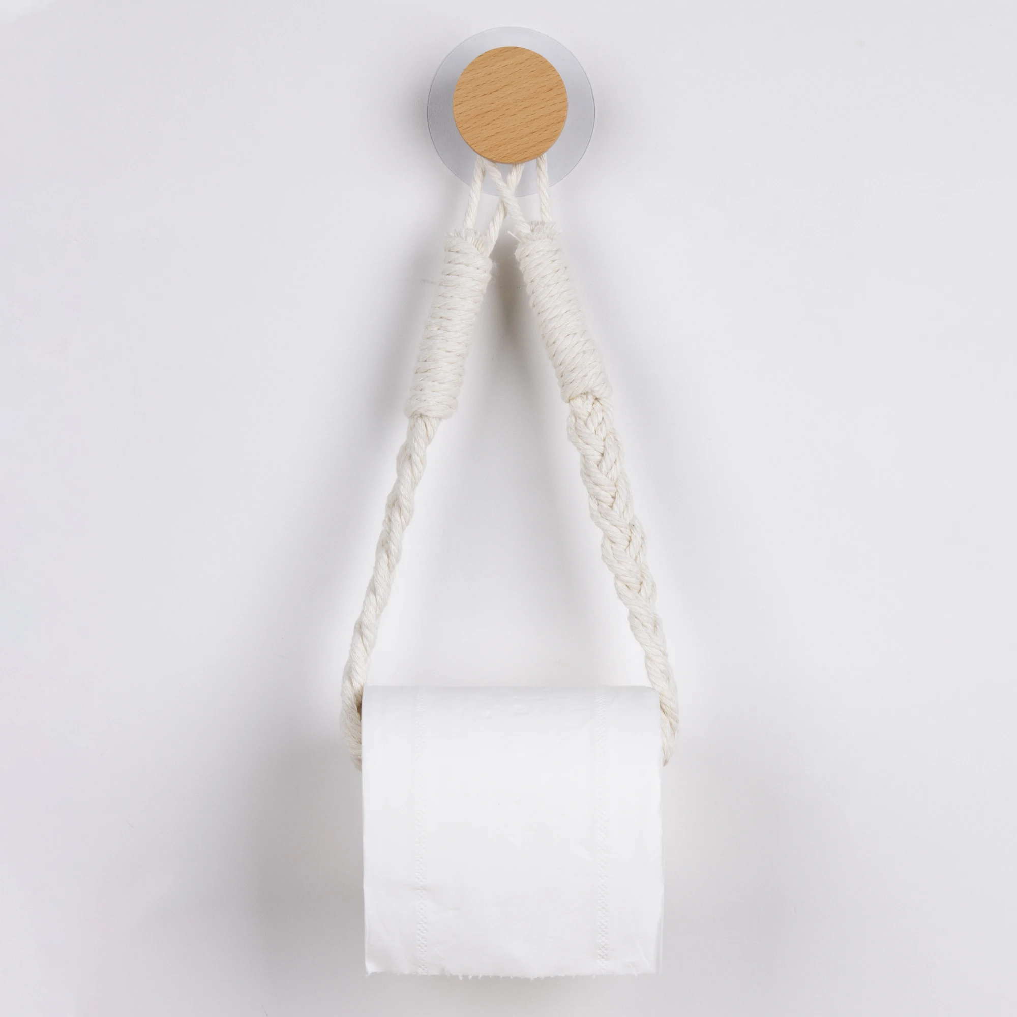 Paper Towel Holder Toilet Paper Rack Toilet Paper Holder Toilet Roll Holder Paper Towel Rack Nail-free Woven Hemp Rope Towel Holder