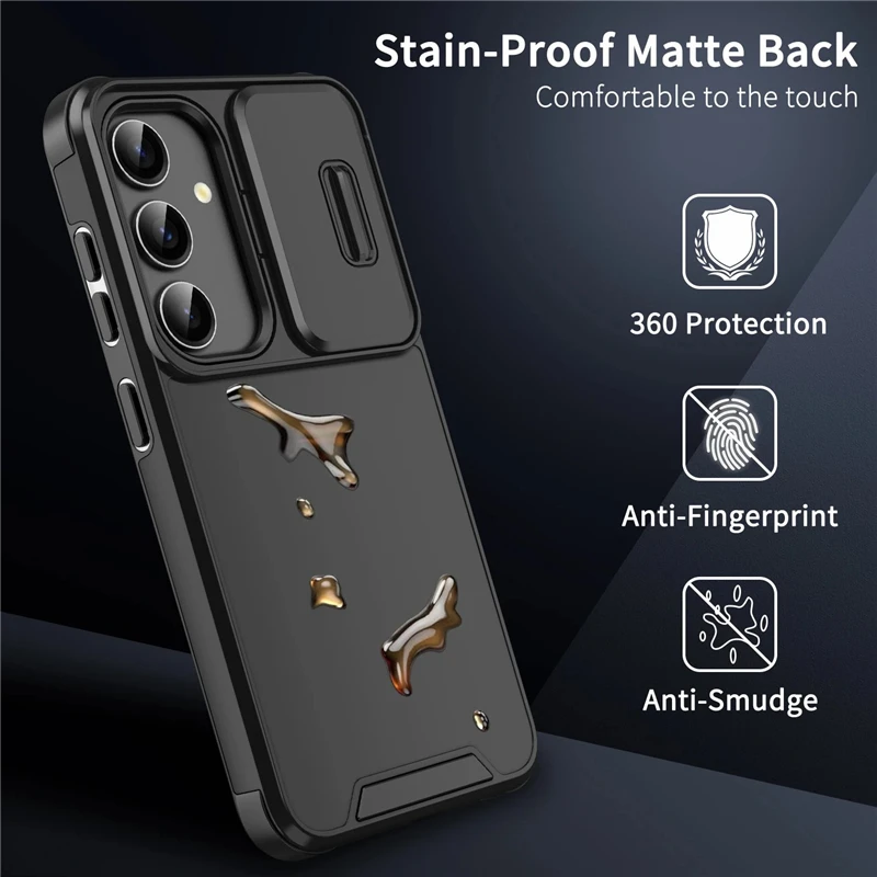 Frosted Armor Shockproof Bumper Case with Slide Camera Lens Protection