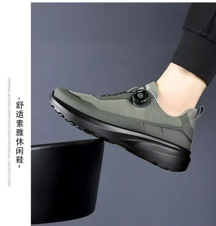 Herren Schwarze Casual Laufschuhe mit Drehknopf Rutschfeste Dicke Sohle Outdoor-Sneaker – Detail 6