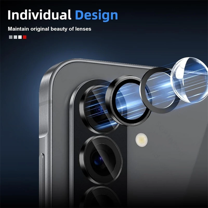 Alloy Aluminum Ring Phone Case with Tempered Glass Camera Protectors