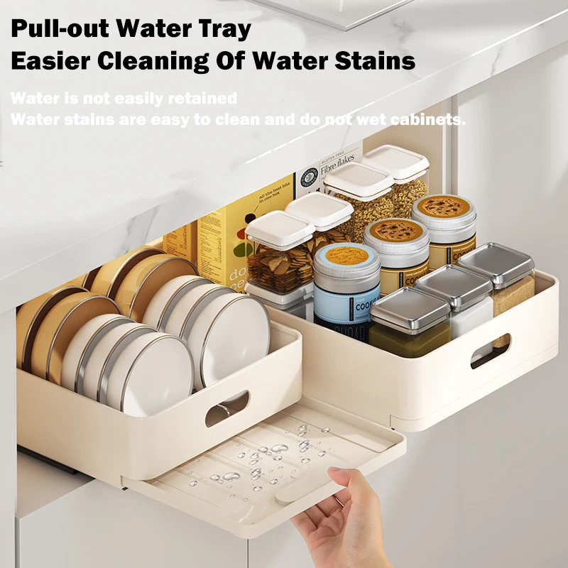 Kitchen Storage Rack with Slide Rails Retractable Drawer Organizer Pull-out Cabinet Organizer Tray Spice Box Kitchen Accessories 2