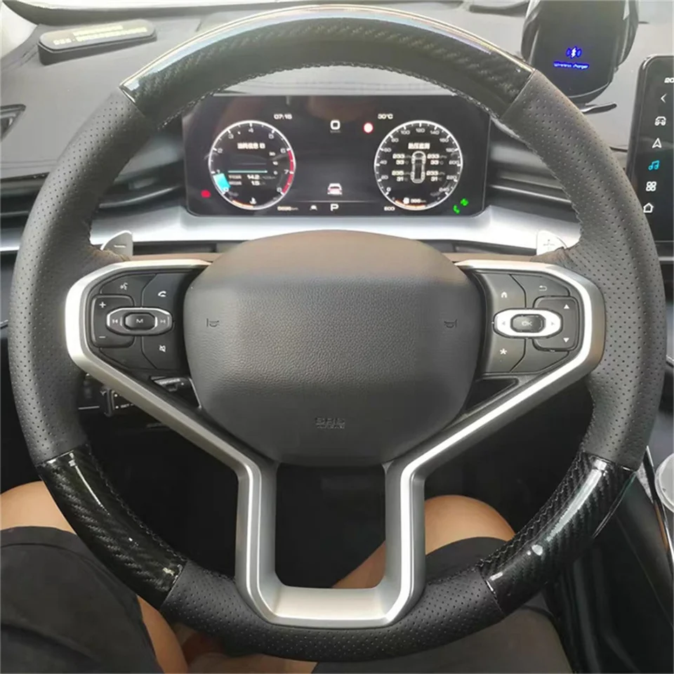 Anpassung DIY Atmungsaktive Lenkrad Abdeckung Mikrofaser Leder Auto Innen Für Haval H6 3rd Generation 2021-2023 – Detail 1