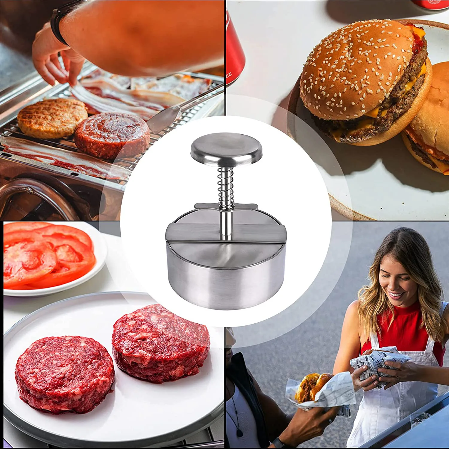 Meat Pie Press Manual Burger Press 304 Stainless Steel Meat Pie Mold Burger Kitchen Tools