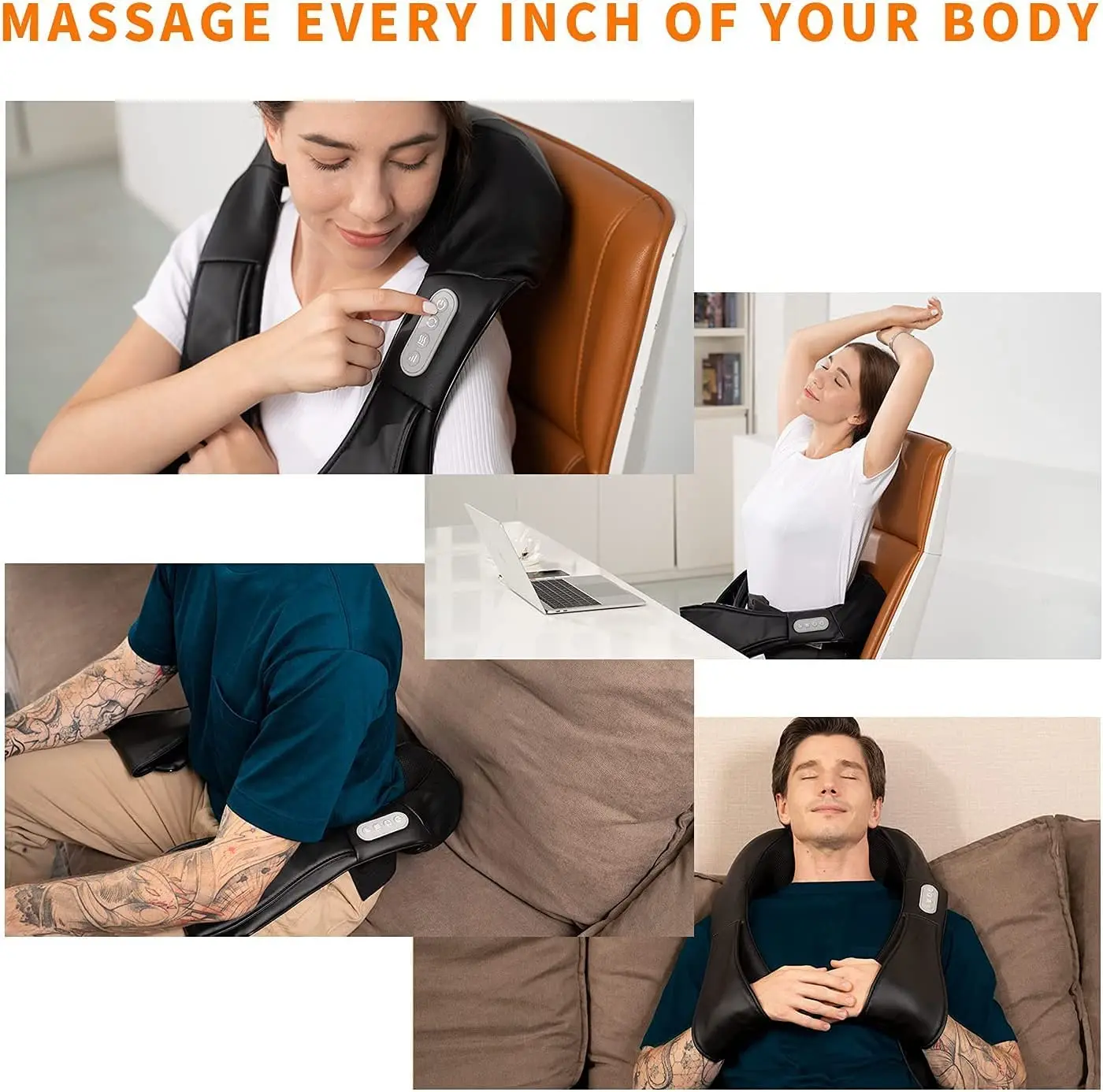 Back Massager, Neck Massager With Heat, Massage Pillow Gifts For Men &  Women, Electric Shiatsu Back Massager, Deep Kneading Shoulder Massager For  Full