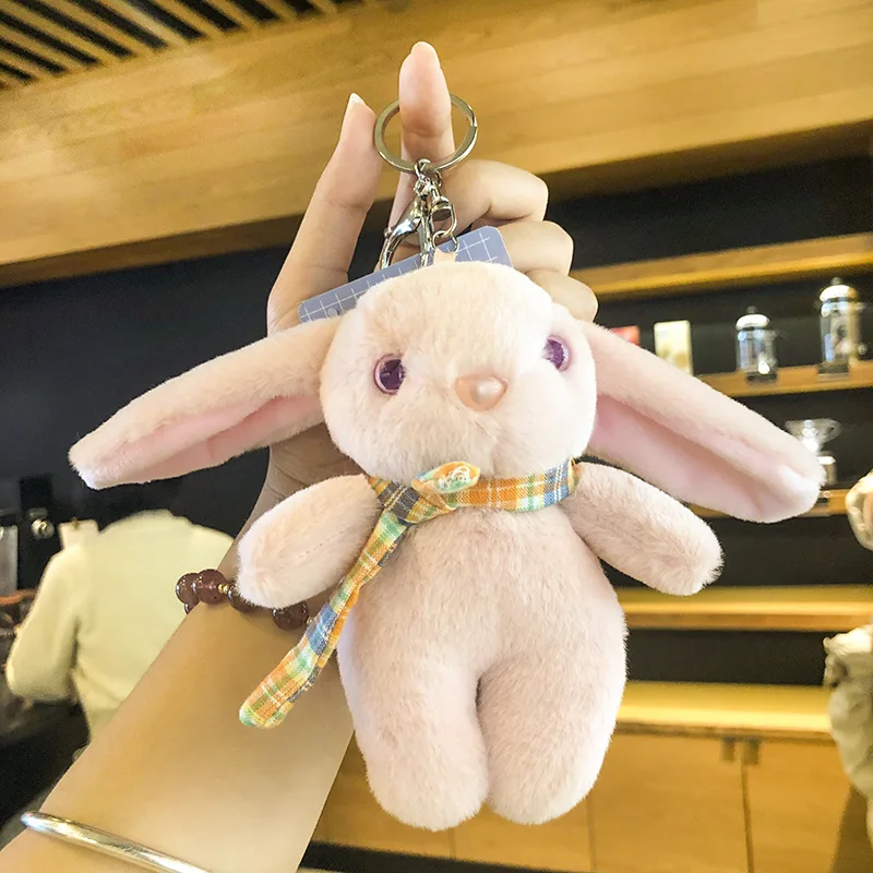 thumbnail image 1 of LLavero de conejo largo con orejas de animales de peluche, colgante de moda, muñeca de peluche, lindo colgante de mochila escolar, llavero de pareja, joyería, 1 of 5