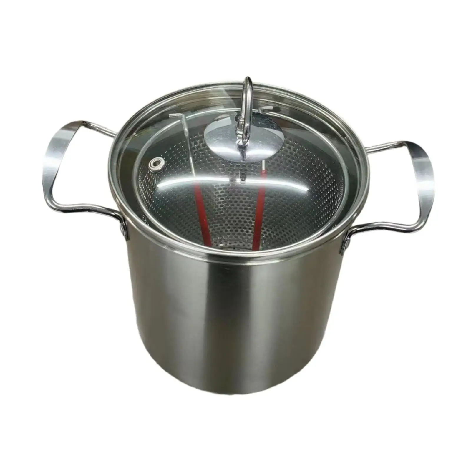 Deep Fry Pot with Handle with Strainer Basket and Lid Kitchen Frying Pot for Chicken French Fries Dining Room Kitchen Party