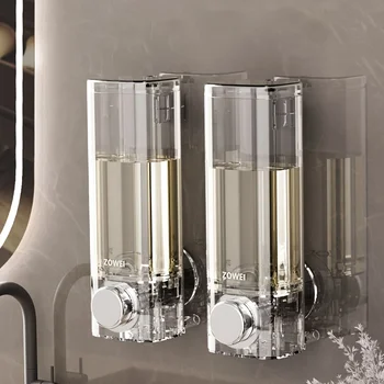 Dispenser di sapone a parete Ventosa senza trapano Plastica senza piombo Installazione indipendente Accessori per il bagno Senza batteria 1