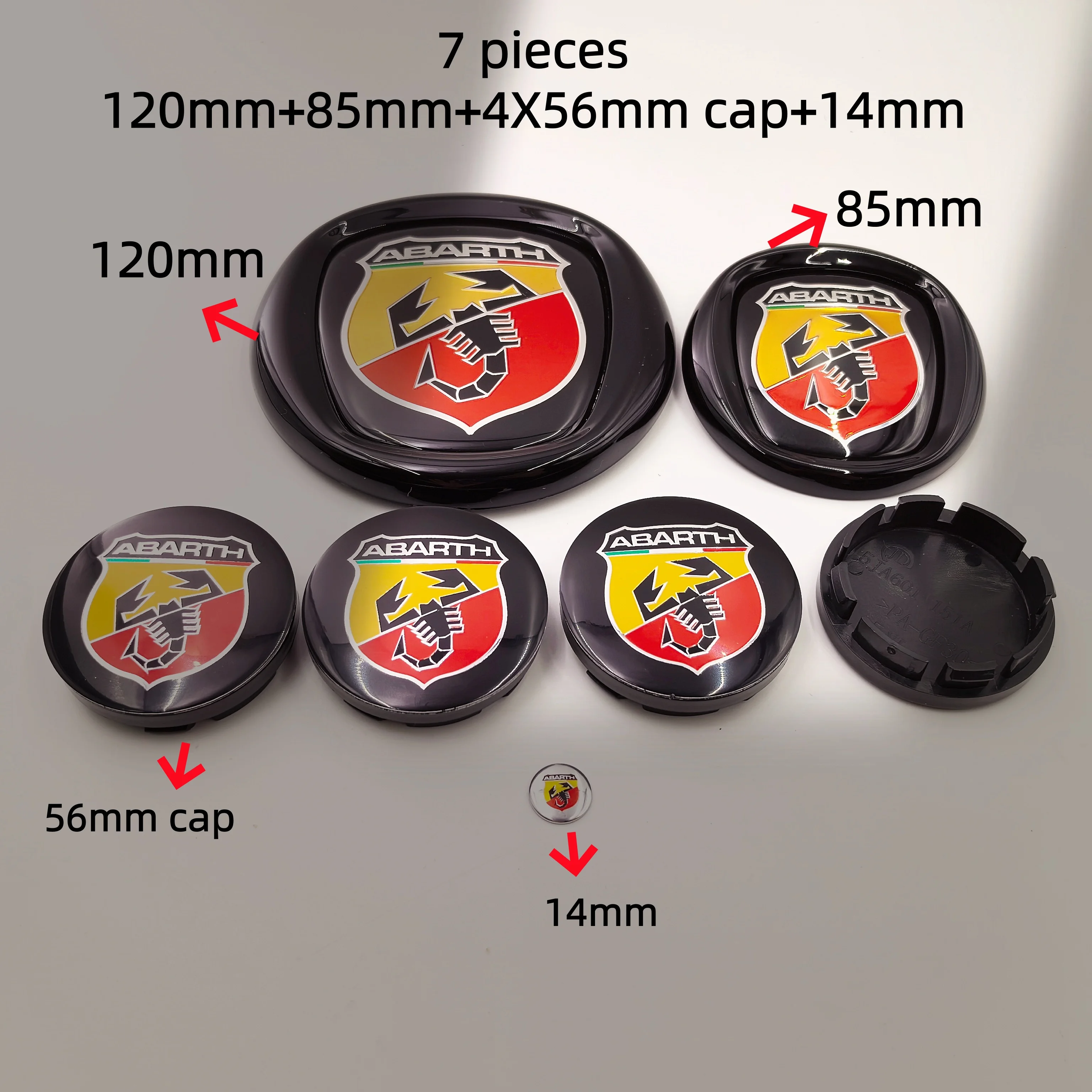 8개 피아트 아바스 자동차 프론트 그릴, 프론트 리어 범퍼, 테일 도어, 트렁크 엠블럼 85/95/100/120mm 휠 센터 허브 캡 배지 림 커버