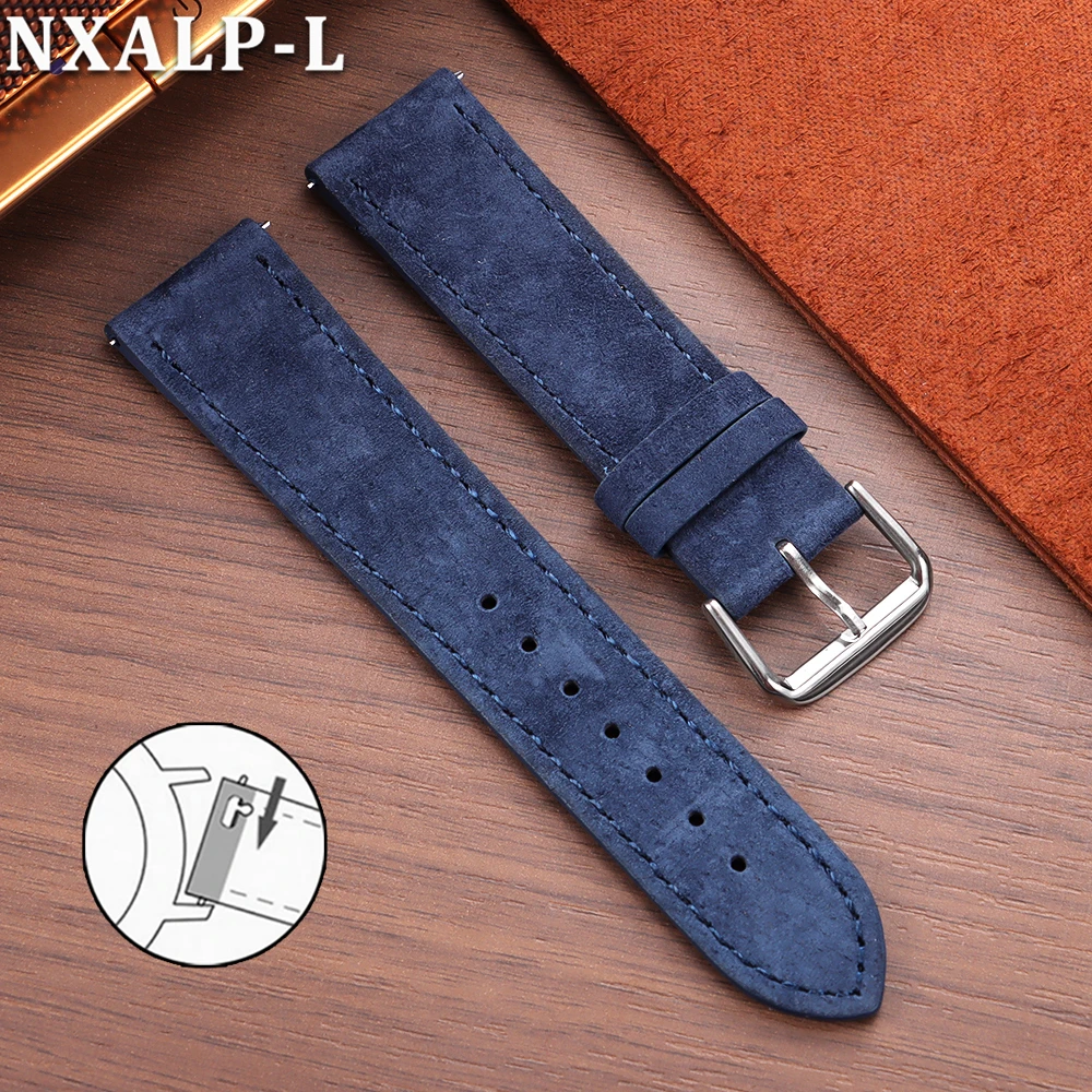 Vintage Brown Suede Cowhide Quick Release Watch Strap