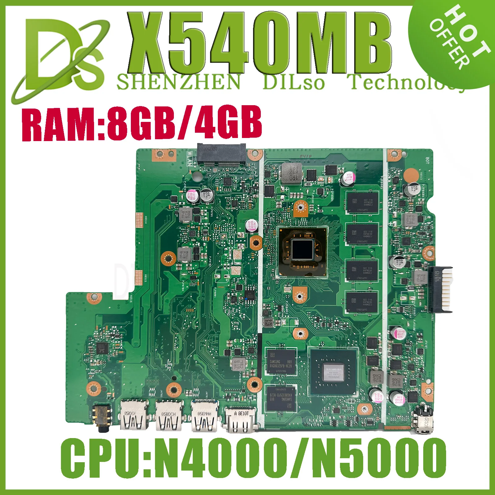 

KEFU X540MB Mainboard For ASUS X540M A540M X540MB X540MA Laptop Motherboard With N5000 N4000 920MX 8GB 4GB-RAM 100% test OK