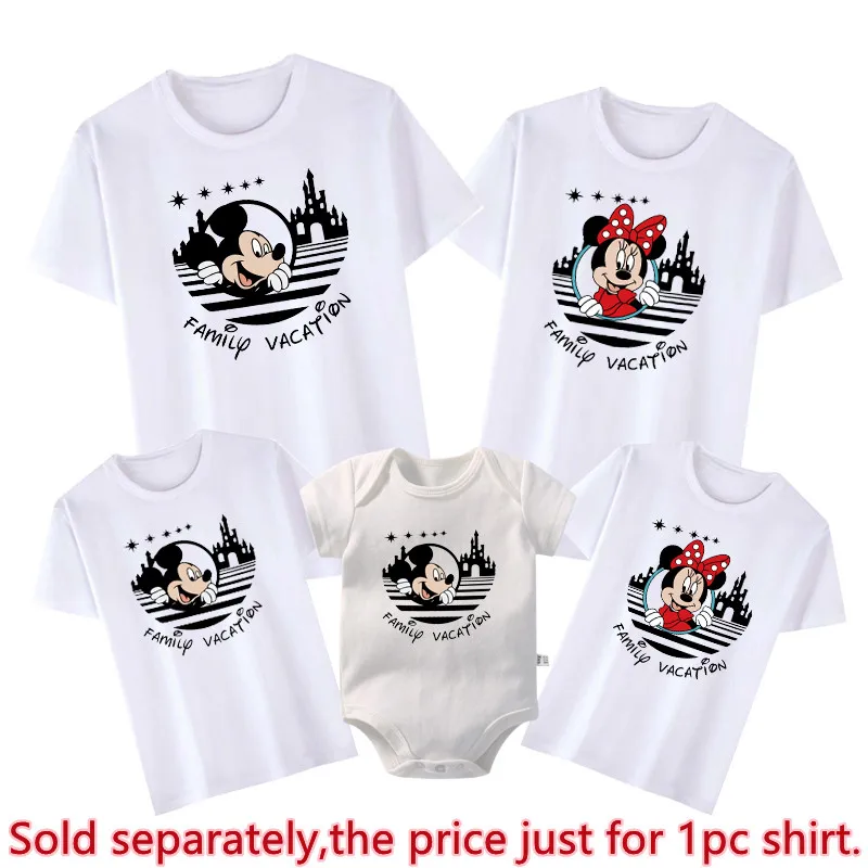 Disney Family Vacation Clothes Mickey Mouse Fashion Disneyland Trip T-shirts Summer Casual Ropa Funny Family Look Outfits 2