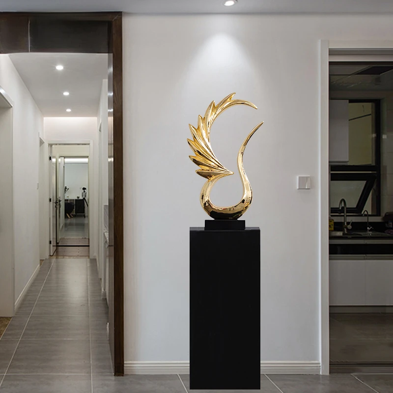 

Modern hotel abstract sculpture art electroplating gold ornaments art decorations living room aisle high-end crafts