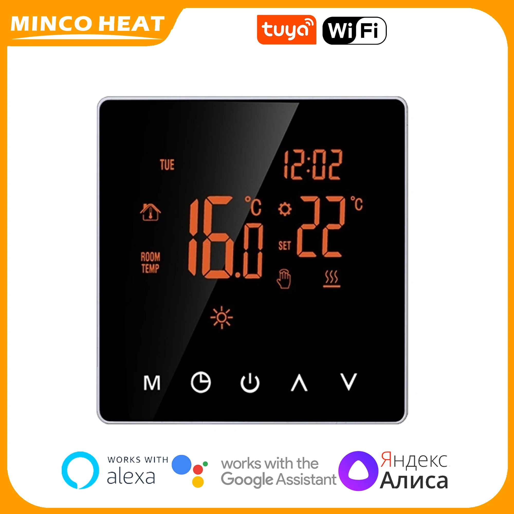 

Термостат Minco Heat программируемый с ЖК-дисплеем и поддержкой Wi-Fi, 3 а/16 А