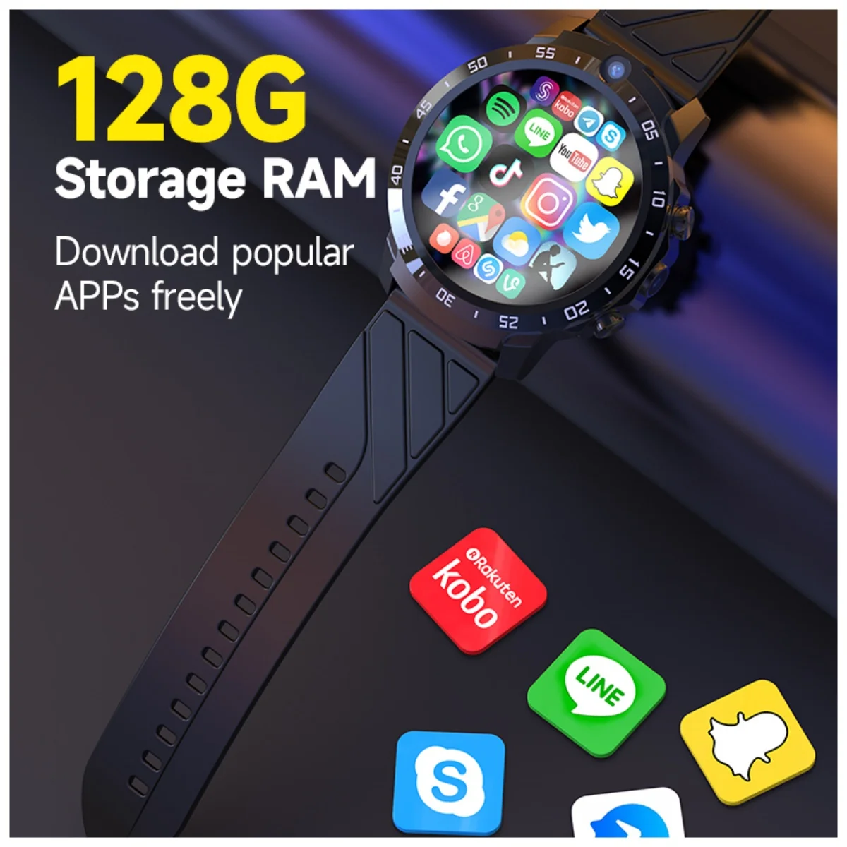 듀얼 카메라 안드로이드 스마트 워치, 128G ROM 스틸 스트랩, 1000Mah 배터리 보조배터리, GPS 와이파이, 구글 플레이 스토어 스마트 손목 시계