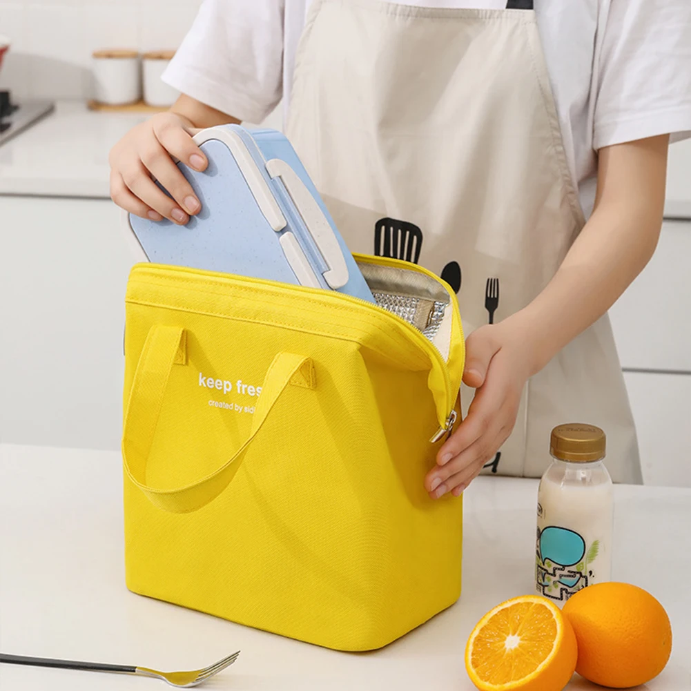 학생용 옥스포드 휴대용 도시락 가방, 누수 방지 보온 식품 상자 파우치, 사무용 대용량 단색