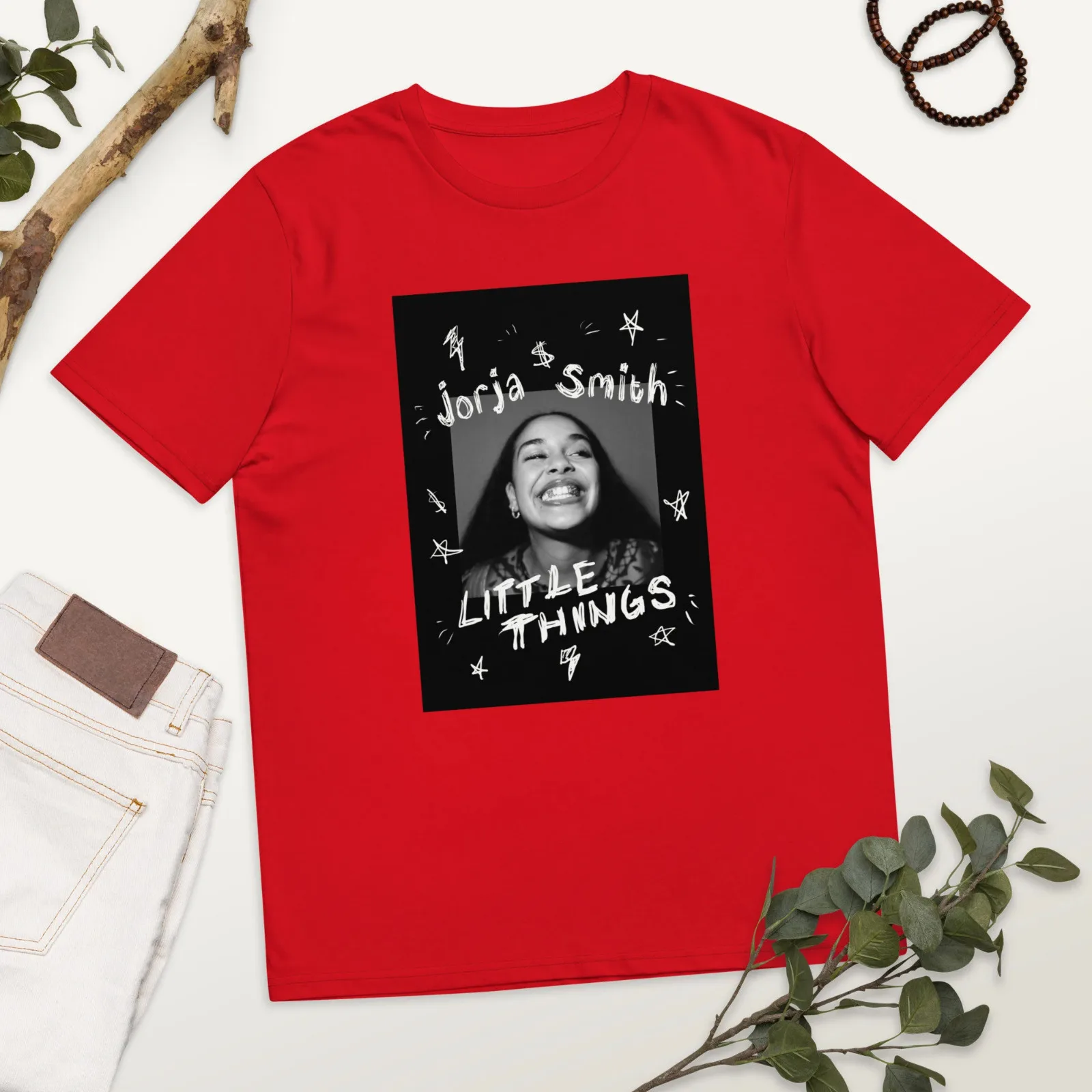New Jorja Smith Little Manica Corta In Cotone Rosso Unisex Camicia Di Tutte Le Dimensioni J399 Maniche Lunghe
