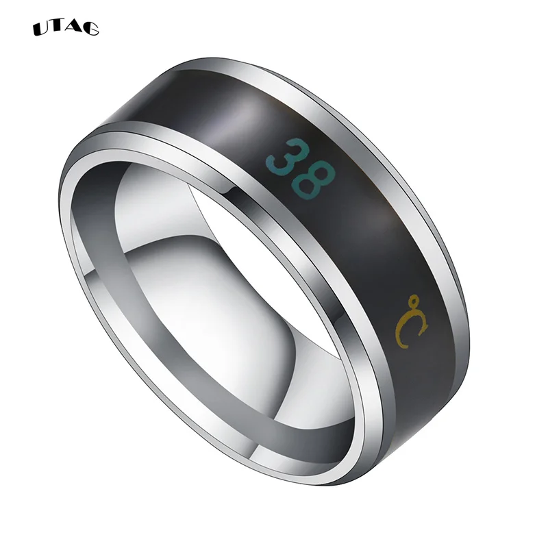 Anello per la temperatura corporea con sensore intelligente UTAG Display alla moda in acciaio inossidabile Anello per test della temperatura in tempo reale - immagine 6