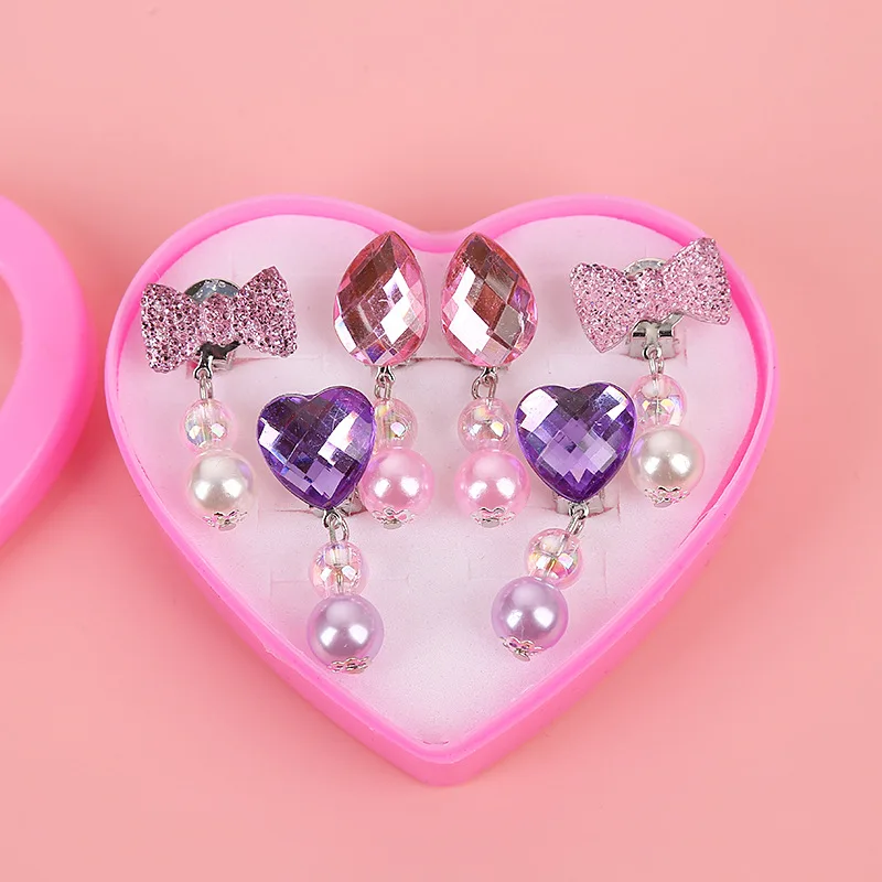 Korean Style Cartoon Heart/Flower Lovely Baby Ear Clips Set Girls Rings Star Bow Ear Clips Kids Clip Earrings Gifts for Girls Ear Clip Earrings Clip Earrings Ear Clip Ear Accessories