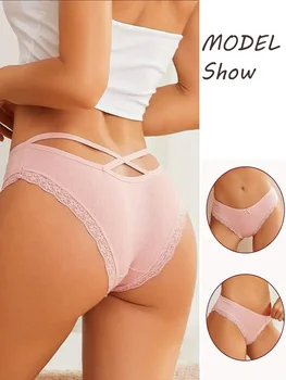 Women's Cotton Briefs Sexy Female Underpants Elasticity Comfortable Underwear Panties Lingerie S-XL Solid Color Intimate S-XL 3