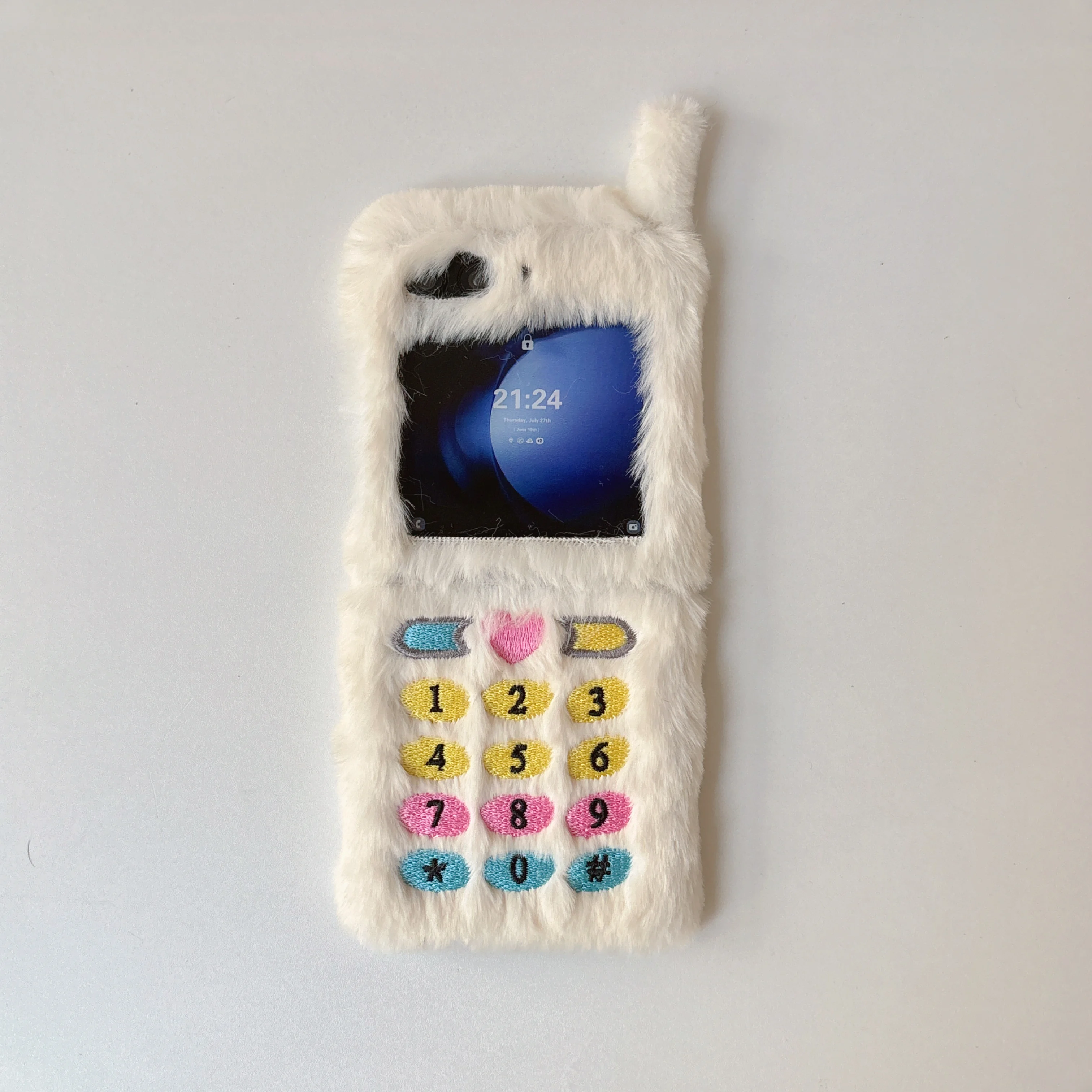 Colorful Plush Embroidered Phone Holder Case