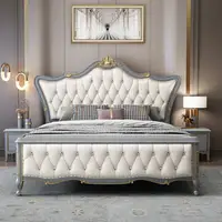 Lit King Size Moderne avec Rangement, Luxe, 200x220cm, Cadres de Lit Minimalistes, Meubles Capitonnés pour la Maison, Mobilier de Chambre 3
