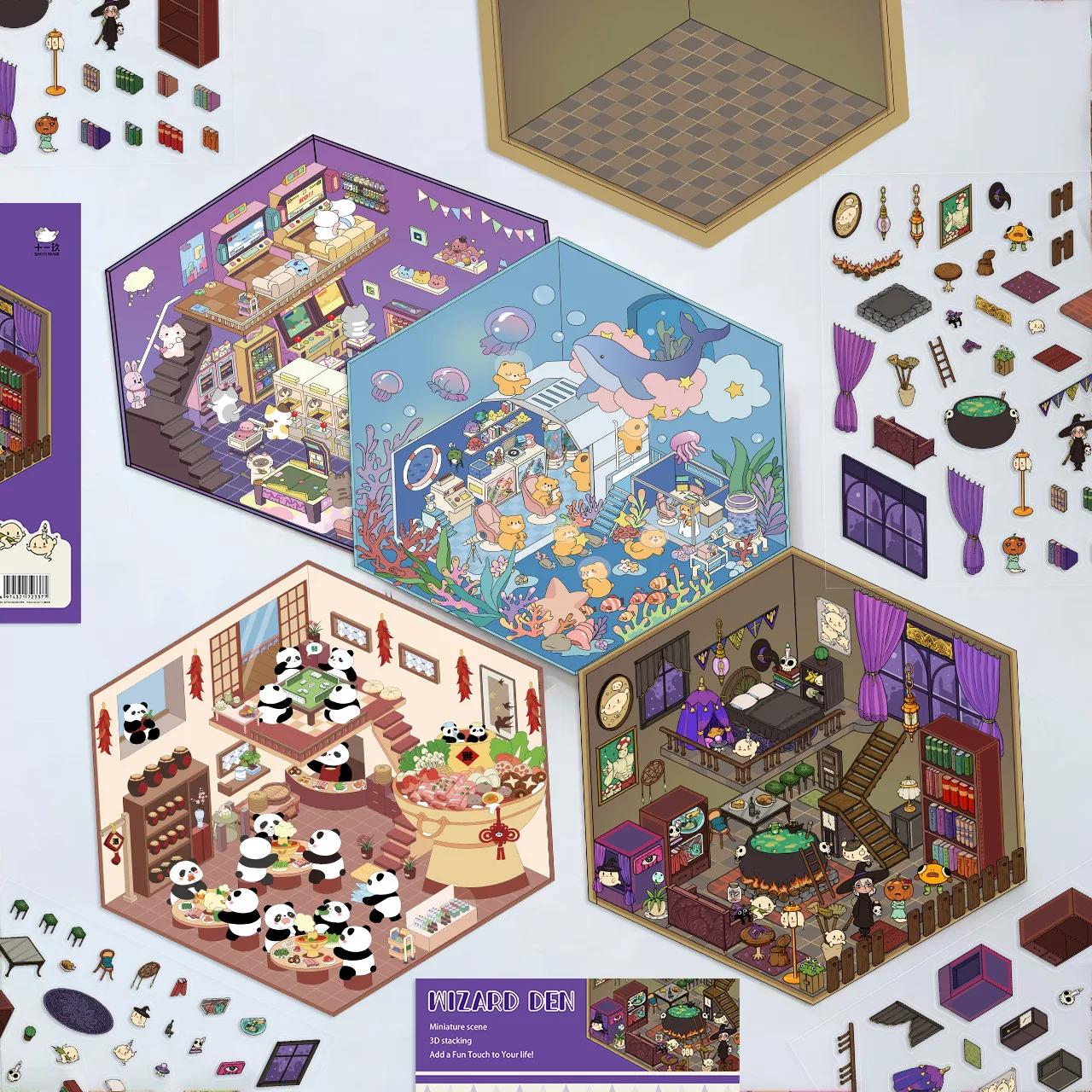 3D Cartoon DIY Landscaping Stickers Stereoscopic Hut Miniature Scene Visual Stacking Scenery Stickers for Kid Christmas Gift 3d stickers 3d wall stickers