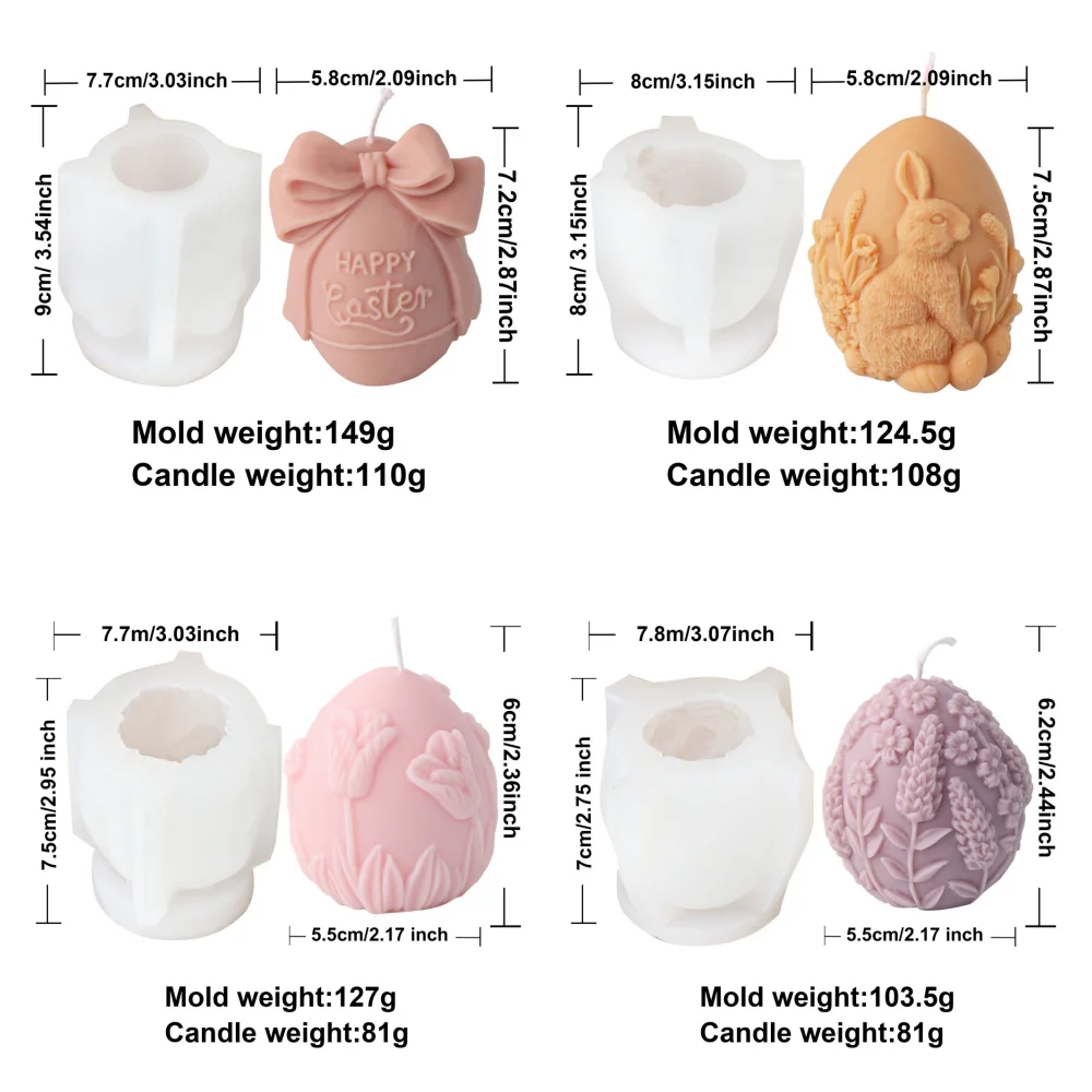 Silicone Candle Mold Easter Egg Bunny DIY Aroma Soap Kit