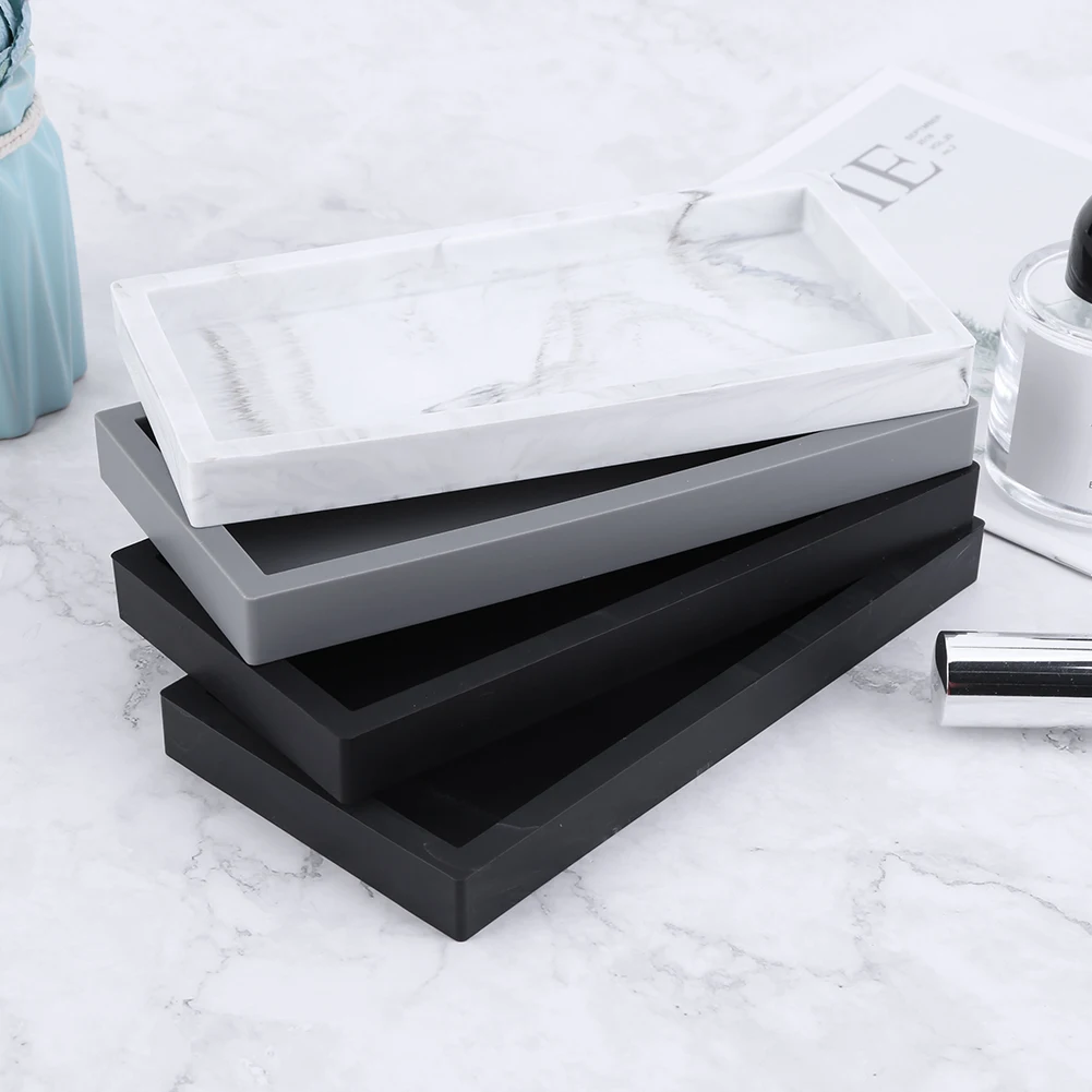 Silicone Decorative Tray Bathroom Vanity Storage Tray for Dish Soap Dispenser Shampoo Perfume Countertop Storage Drain Pad