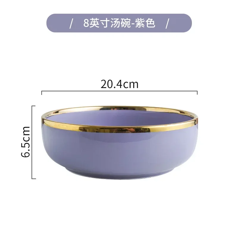 Purple Porcelain Plates Plates Dinner Dinnerware Set Food Luxury Dinner Dishes Soup Salad Bowl Dessert Ceramic Cake Plate