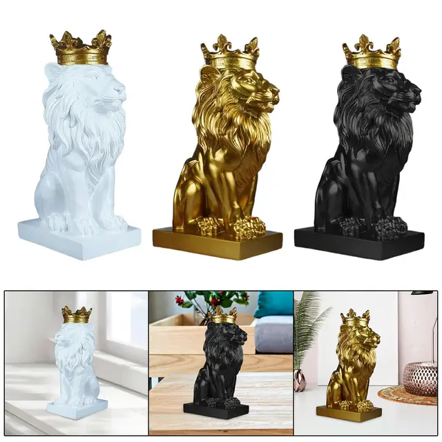 家のリビング、書斎のテーブル飾り、金色のライオンの置物