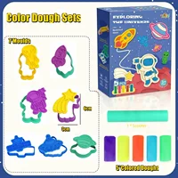 Yeahbo Playdough Sets Toys for Kids 2 3 4 5 Years, Play Dough Tools Plasticine for Children, Playdough Accessories 8 Space Mold 2