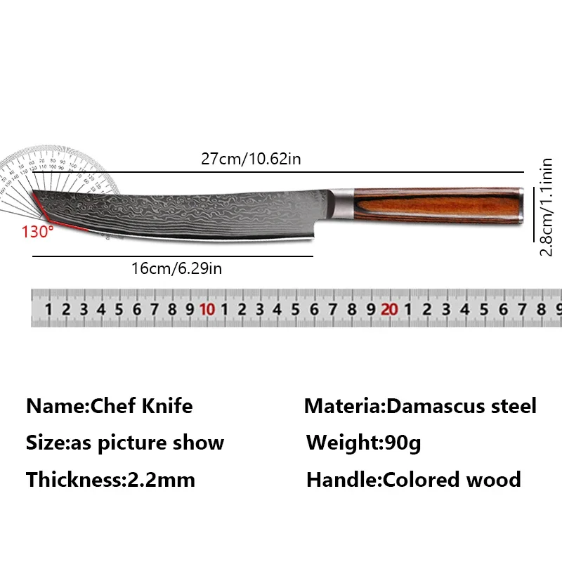 67-Lagiges Damaszener Stahl Japanisches Kochmesser, Einteilig Geschmiedet, Langlebig Scharf, Fisch-Sushi-Schneidemesser, Filetiermesser, Koch- und Schneidewerkzeuge – Detail 4