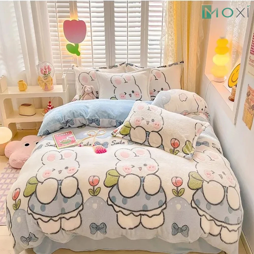 

Plush Bed Linen Housse De Couette Home Comforter Covers Warm Quilt Cover Cartoon Style Duvet Covers Velvet(No Pillowcase) Home
