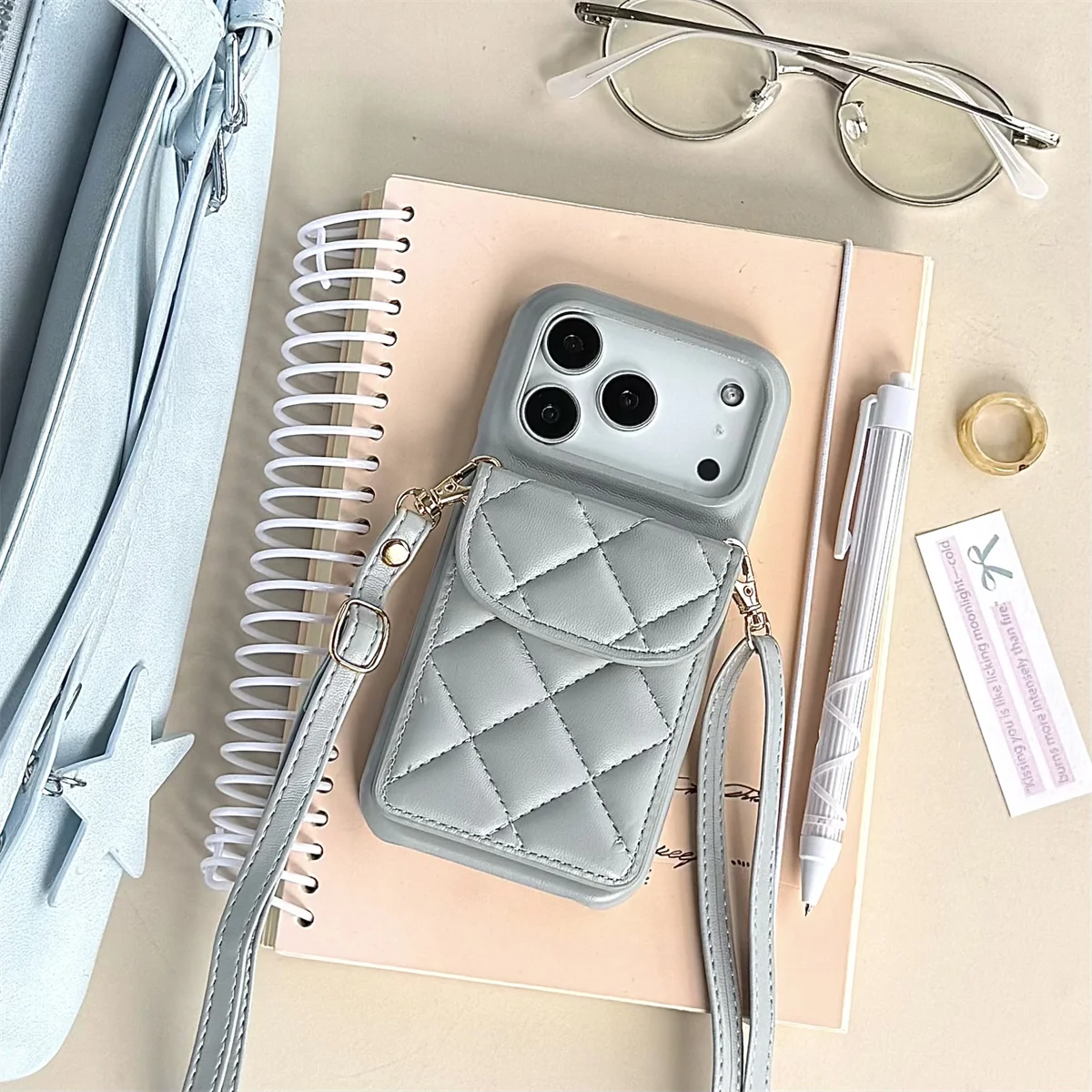 Elegant Crossbody Lanyard Phone Case with Leather Wallet Card Holder