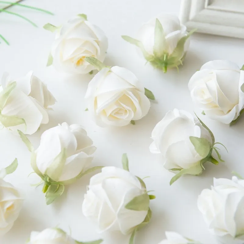 100 stücke Perle Rose Köpfe Seide Künstliche Blume Für Home Weihnachten Hochzeit Brautstrauß Garten Bogen Party Diy geschenk Zubehör – Detail 6