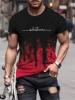Men's Gradient Reset Letter 3D Printed T-shirt Summer Outdoor Casual Sports Quick Drying Short Sleeve Top Plus Size Men Clothing 1